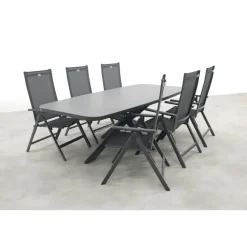 Hartman Napoli/Soreno deens ovale verstelbare tuinset 240x110 cm. - Licht grijs