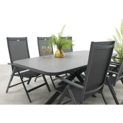 Hartman Napoli/Soreno deens ovale verstelbare tuinset 240x110 cm. - Licht grijs