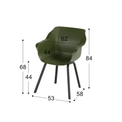 Hartman Sophie Element dining armstoel- moss groen - 4 st.