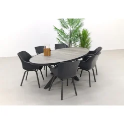 Hartman Sophie/Silva houtlook 240x115 cm. ovale tuinset - 7-delig