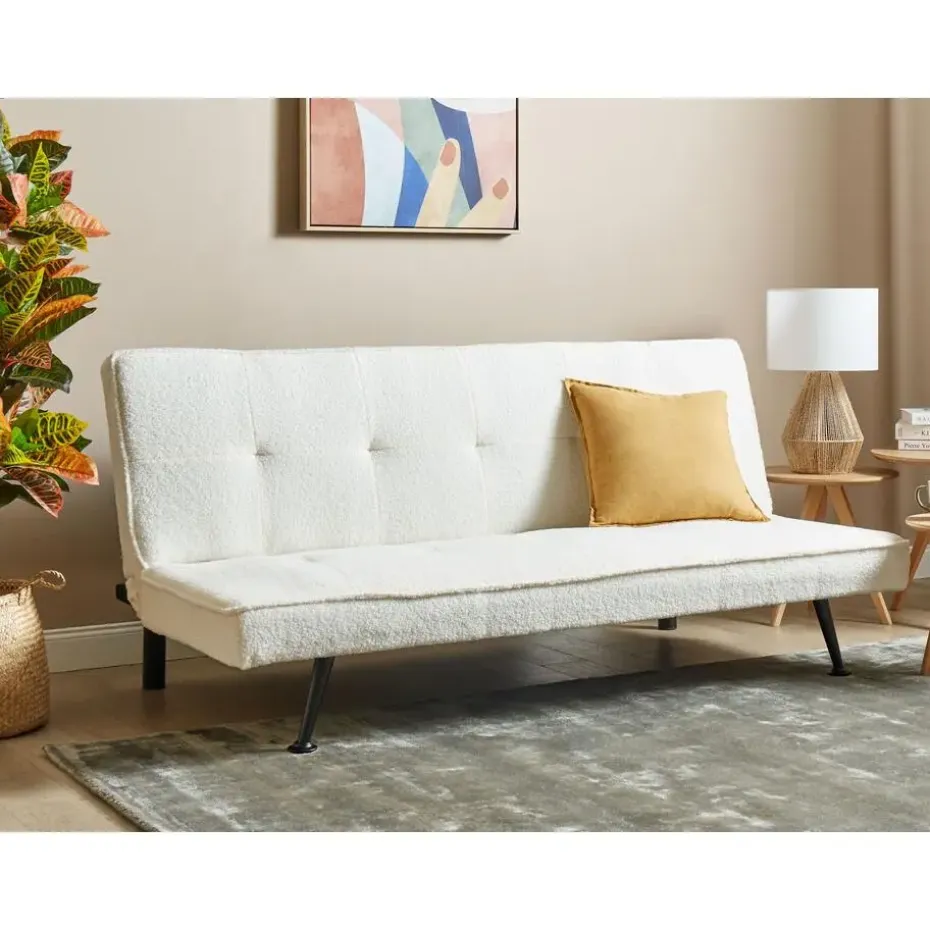 HASLE - Slaapbank 3-zits - Wit - Bouclé