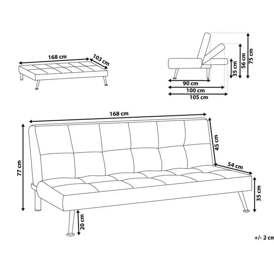 HASLE - Slaapbank 3-zits - Wit - Bouclé