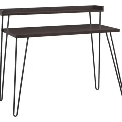 Haven - Bureau in donkerbruin met metalen poten