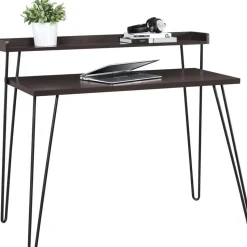 Haven - Bureau in donkerbruin met metalen poten