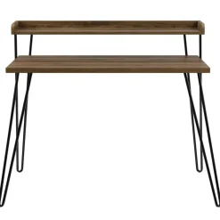 Haven - Bureau in walnoot look met metalen poten