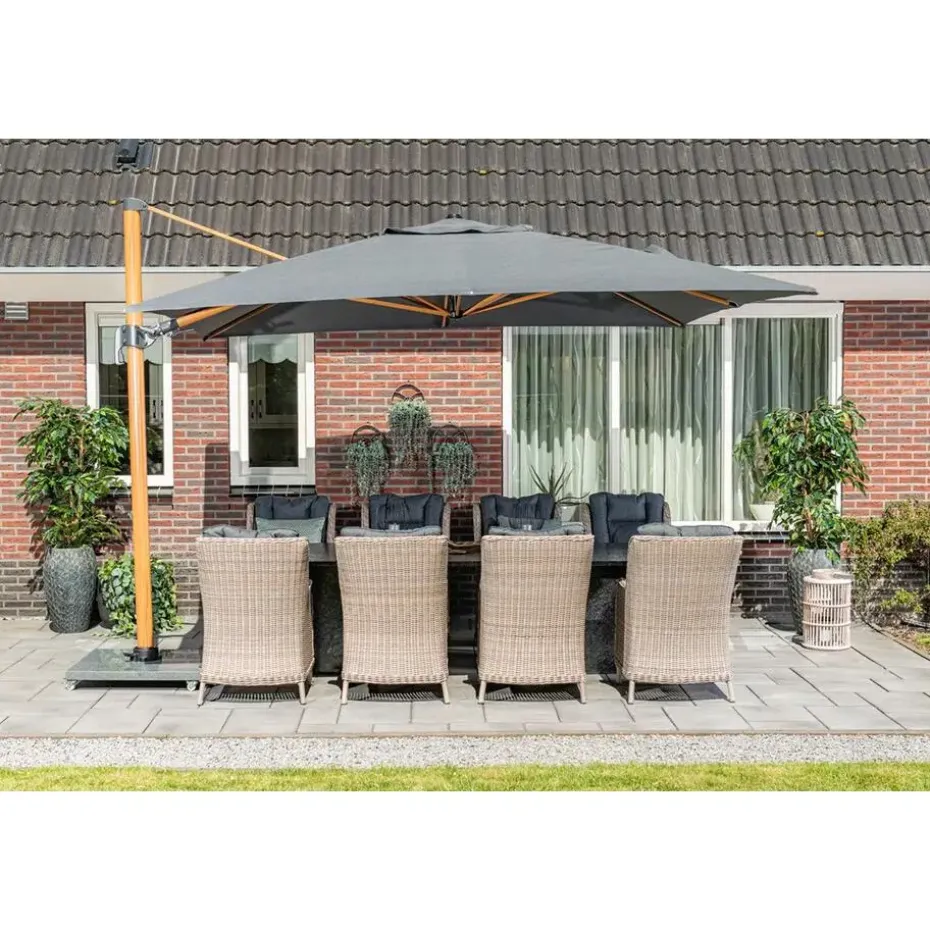Hawaii Big Pole II parasol - 350x350 cm - l. teaklook -royal antraciet