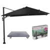 Hawaii Lumen parasol - zwart doek - incl. 90 kg voet en hoes
