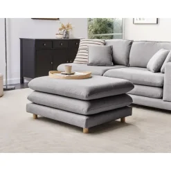 HEDEN - Ottomaan - Grijs - Polyester