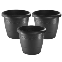 Hega Hogar Bloempot - antraciet - kunststof - sierrand - 60 cm