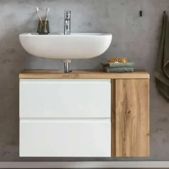 Held Wastafelkast Varese - 85 x 47 x 56 cm - Wotan Oak / White