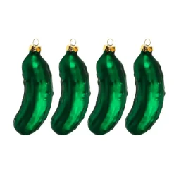 HI Kersthangers - augurken - 4x stuks - glas - 9 cm