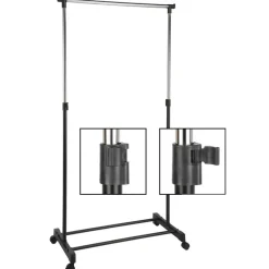 HI mobiel kledingrek - verstelbaar - op wielen - zwart - 160 cm