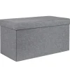 HI poef/hocker/opbergbox - grijs - mdf - 76 x 38 cm