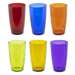 HI Waterglazen/drinkglazen - 6x - kleurenmix - 320 ml