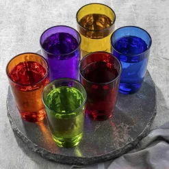 HI Waterglazen/drinkglazen - 6x - kleurenmix - 320 ml