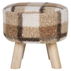 Hioshop Aberdeen Poef Ø31cm bruin