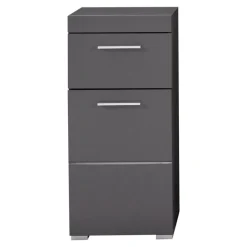Hioshop AmandaMando badkamerkast 1 deur- 1 lade grijs- grijs hoogglans