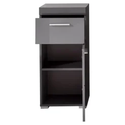 Hioshop AmandaMando badkamerkast 1 deur- 1 lade grijs- grijs hoogglans
