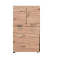 Hioshop AmandaMando badkamerkast 4 deuren- 1 lade eiken decor