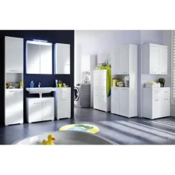 Hioshop AmandaMando kolomkast 2 deuren- 1 open vak wit- wit hoogglans