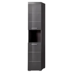 Hioshop AmandaMando kolomkast 2 deuren- 1 open vak grijs- grijs hoogglans