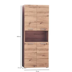 Hioshop AmandaMando kolomkast 4 deuren- 1 open vak eiken decor