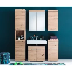 Hioshop AmandaMando kolomkast 2 deuren- 1 open vak eiken decor