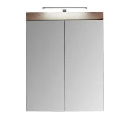 Hioshop AmandaMando spiegelkast 2 deuren incl verlichting donker eiken decor-