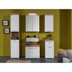 Hioshop AmandaMando spiegelkast 2 deuren incl verlichting donker eiken decor-