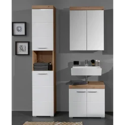 Hioshop AmandaMando spiegelkast 2 deuren donker eiken decor- spiegelglas