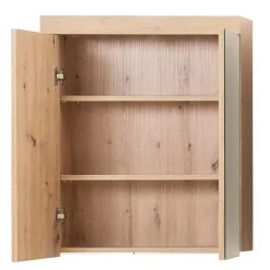 Hioshop AmandaMando spiegelkast 2 deuren licht eiken decor- spiegelglas