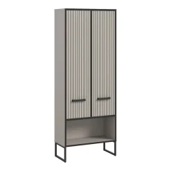 Hioshop Bagno kolomkast 2 deuren lichtgrijs- crèmekleurig