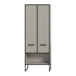 Hioshop Bagno kolomkast 2 deuren lichtgrijs- crèmekleurig