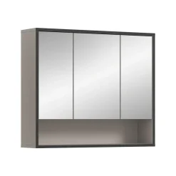 Hioshop Bagno spiegelkast 3 spiegeldeuren lichtgrijs- crèmekleurig