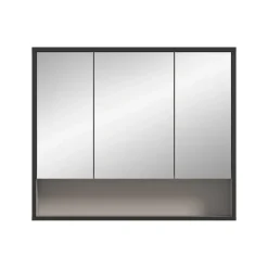 Hioshop Bagno spiegelkast 3 spiegeldeuren lichtgrijs- crèmekleurig