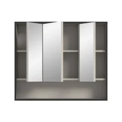 Hioshop Bagno spiegelkast 3 spiegeldeuren lichtgrijs- crèmekleurig