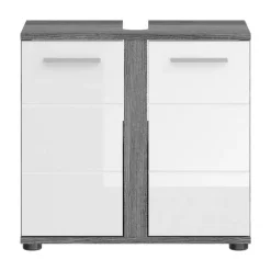 Hioshop Blake wastafel 2 deuren wit hoogglans- grijs