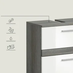 Hioshop Blake wastafel 2 deuren wit hoogglans- grijs