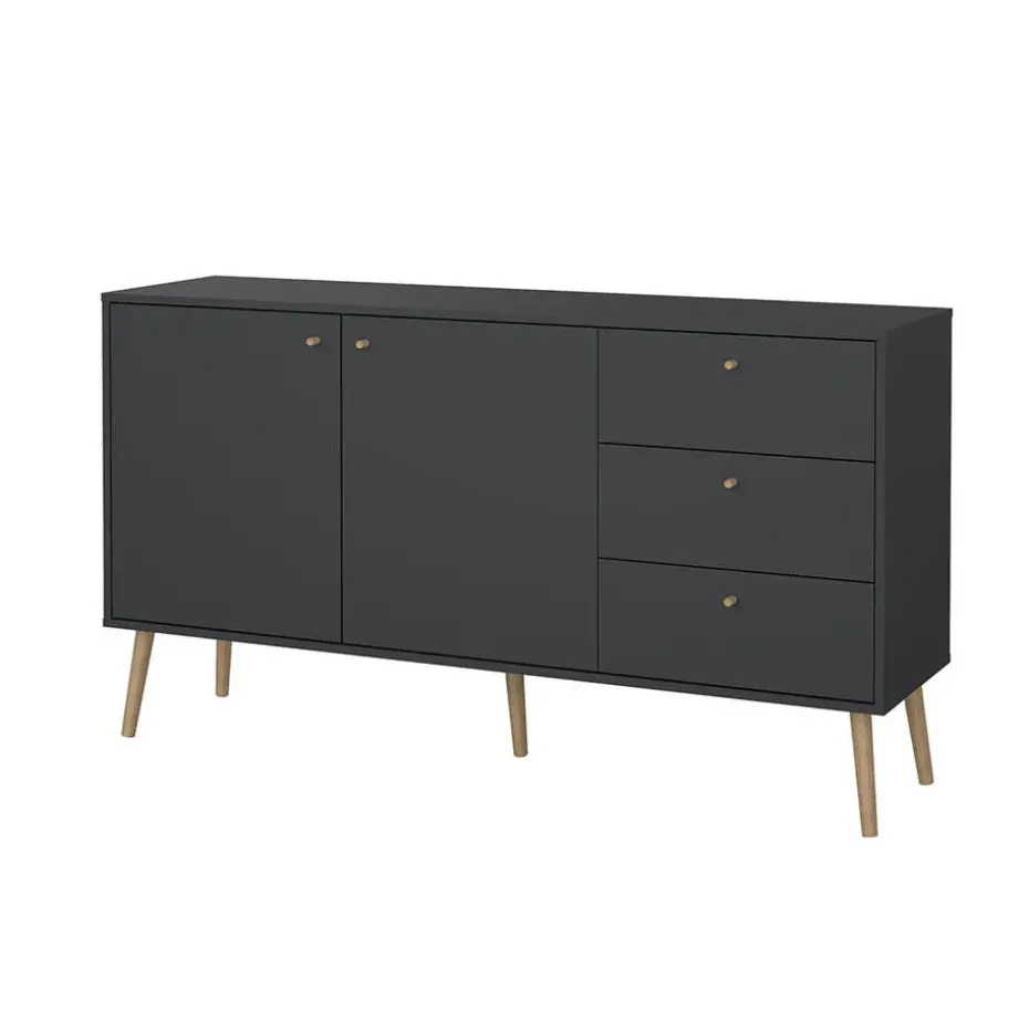 Hioshop Bodo dressoir 2 deuren- 3 lades matgrijs