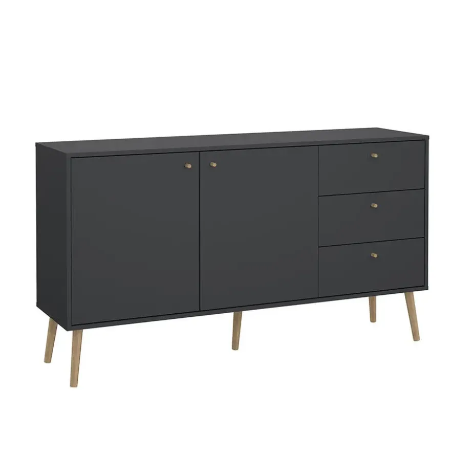 Hioshop Bodo dressoir 2 deuren- 3 lades matgrijs