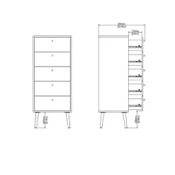 Hioshop Bodo kommode 5 lades wit