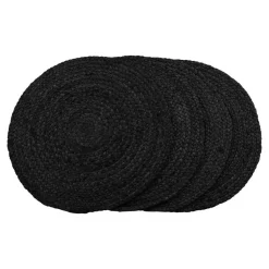 Hioshop Bombay Placemat Ø38cm- set van 4 donkergrijs