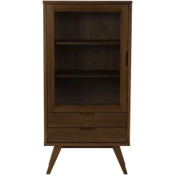 Hioshop Bristol vitrinekast 1 deur 2 lades 2 planken grijs