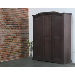 Hioshop Bruine 3-deurs kledingkast Rico