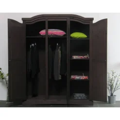 Hioshop Bruine 3-deurs kledingkast Rico