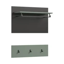 Hioshop Canu kapstok 3 haken stofgroen- donkergrijs