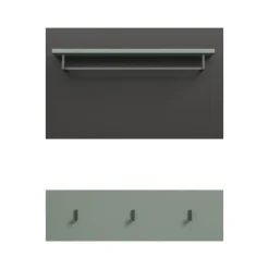 Hioshop Canu kapstok 3 haken stofgroen- donkergrijs