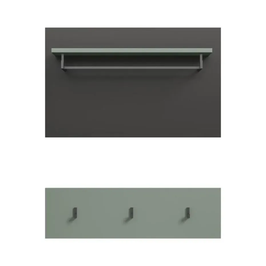 Hioshop Canu kapstok 3 haken stofgroen- donkergrijs