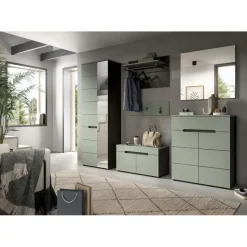 Hioshop Canu kapstok 3 haken stofgroen- donkergrijs