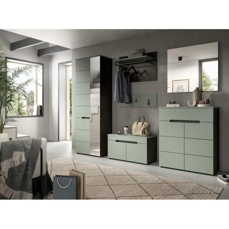 Hioshop Canu kapstok 3 haken stofgroen- donkergrijs